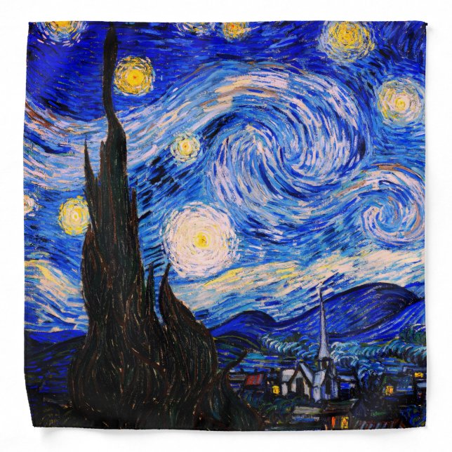 The Starry Night by Vincent Van Gogh Bandana (Front)