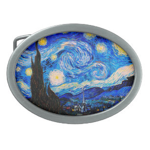 The Starry Night by Vincent Van Gogh Belt Buckle