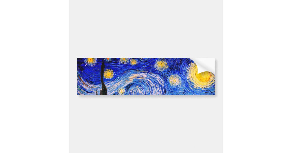 The Starry Night by Vincent Van Gogh Bumper Sticker | Zazzle