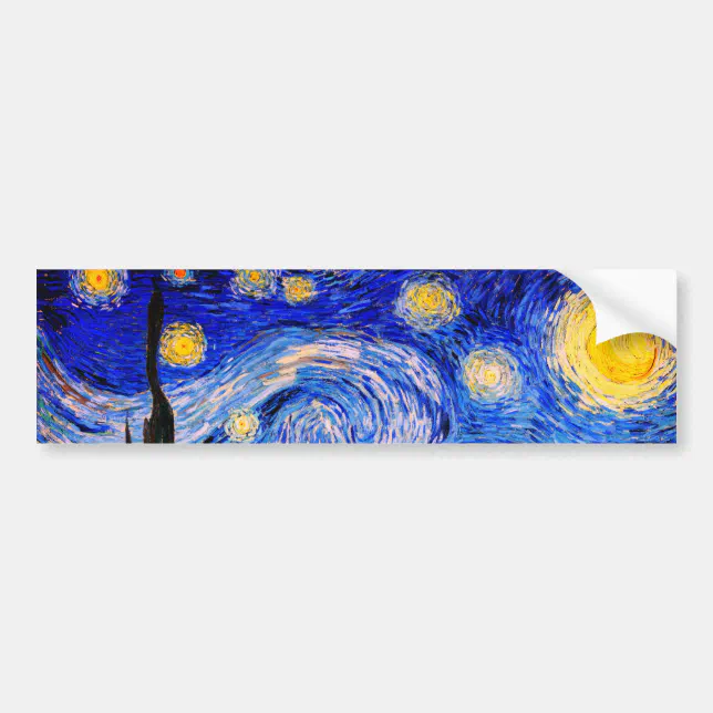 The Starry Night by Vincent Van Gogh Bumper Sticker | Zazzle