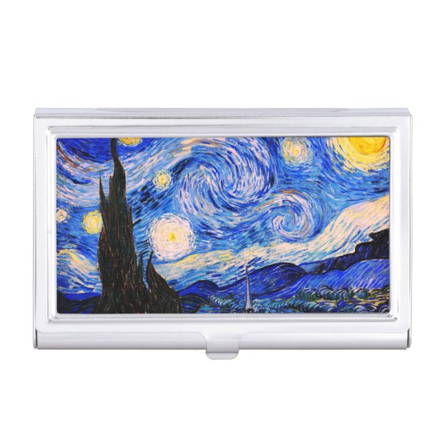 The Starry Night by Vincent Van Gogh Business Card Case (Front)