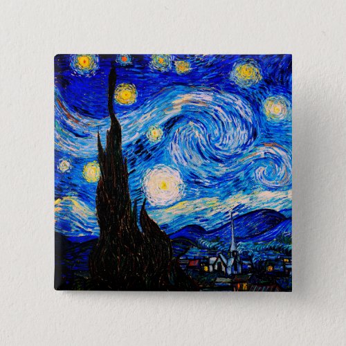 The Starry Night by Vincent Van Gogh Button