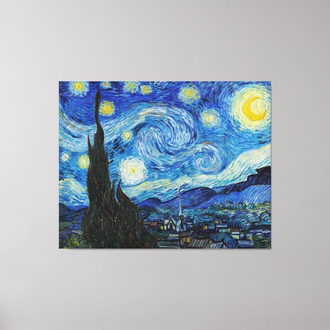 The Starry Night  by Vincent Van Gogh Canvas Print (Front)