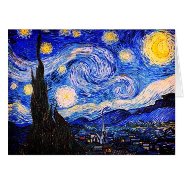 The Starry Night by Vincent Van Gogh Card (Front Horizontal)