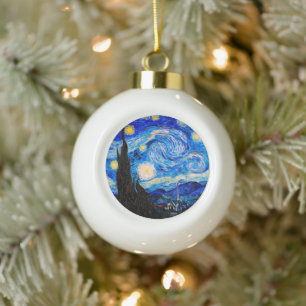 The Starry Night by Vincent Van Gogh Ceramic Ball Christmas Ornament
