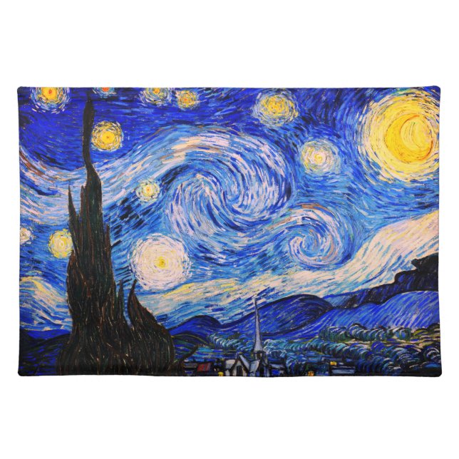 The Starry Night by Vincent Van Gogh Cloth Placemat (Front)