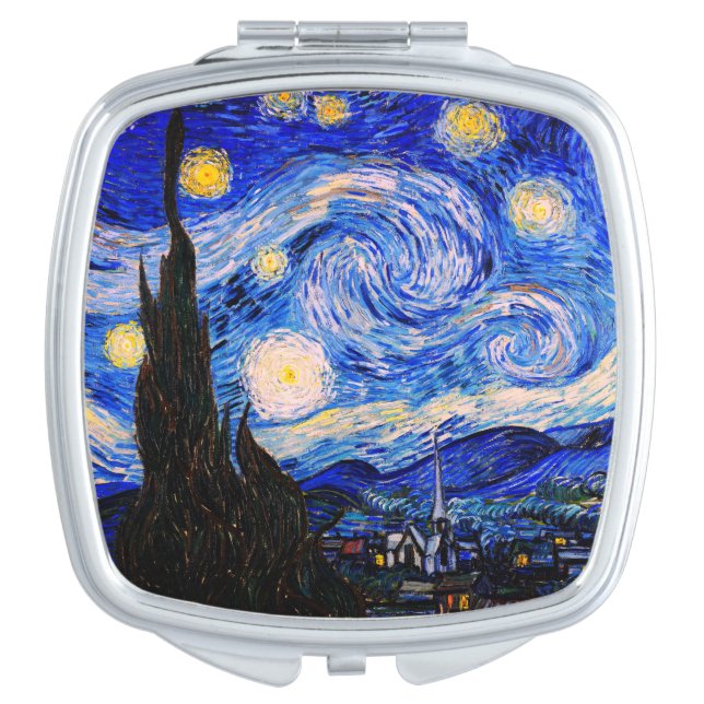 The Starry Night by Vincent Van Gogh Compact Mirror (Front)