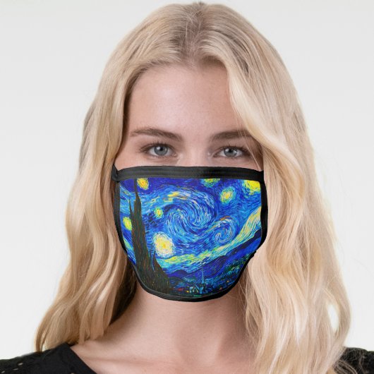 The Starry Night by Vincent Van Gogh Face Mask (Worn Her)