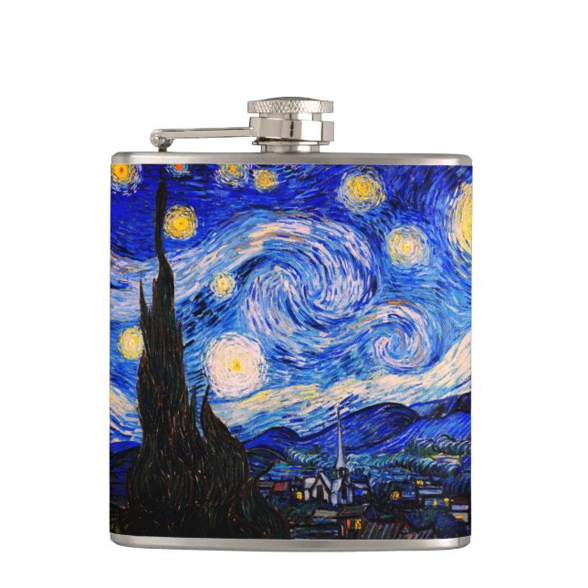 The Starry Night by Vincent Van Gogh Flask (Front)