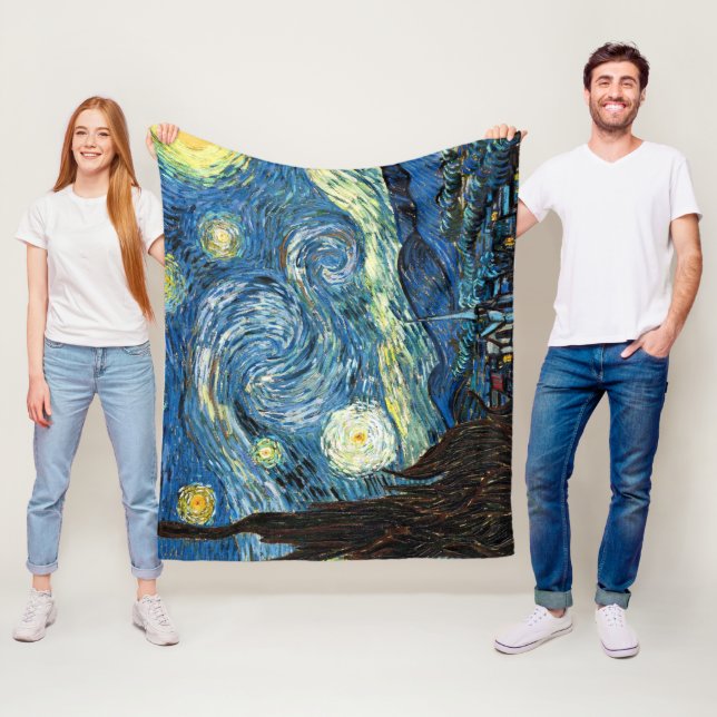 The Starry Night by Vincent Van Gogh Fleece Blanket (In Situ)