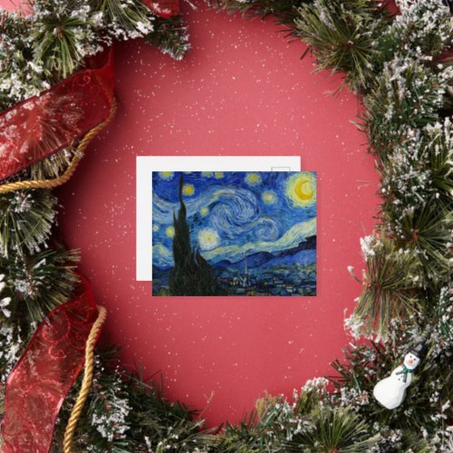 The Starry Night by Vincent van Gogh Foil Holiday Postcard