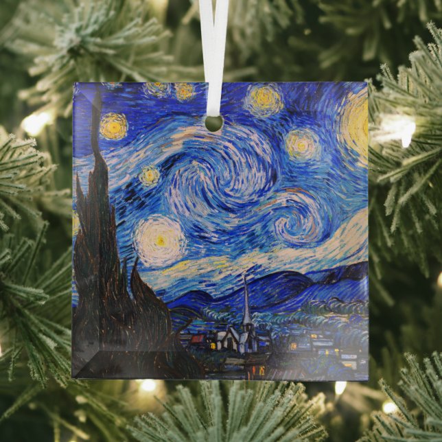 The Starry Night by Vincent Van Gogh Glass Ornament (Insitu)