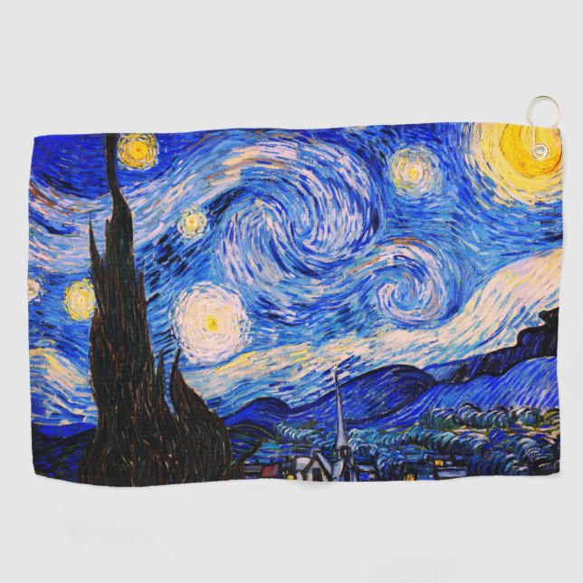 The Starry Night by Vincent Van Gogh Golf Towel (Horizontal)