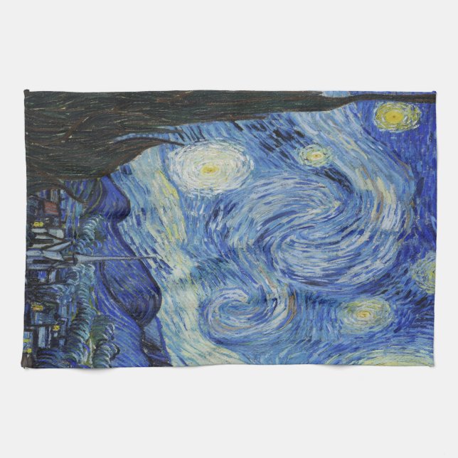 The Starry Night by Vincent Van Gogh Kitchen Towel (Horizontal)