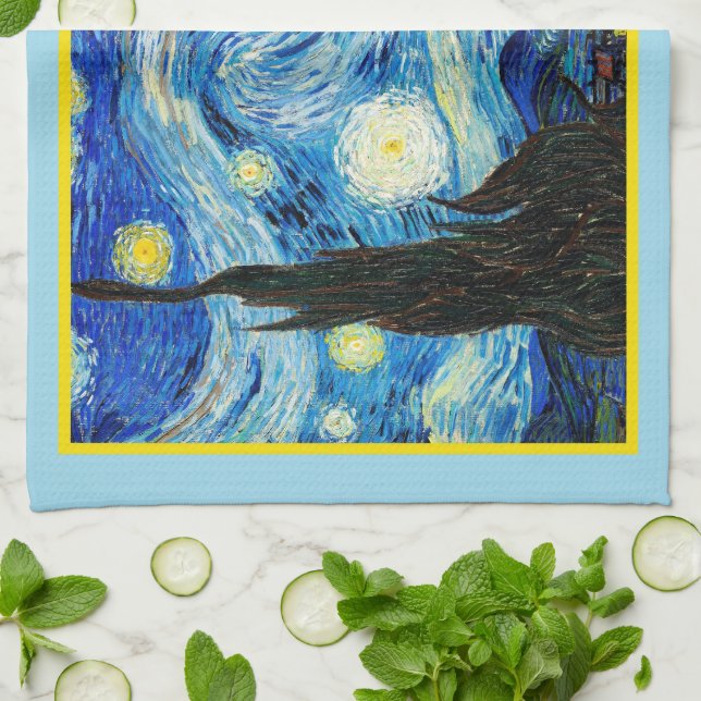 The Starry Night by Vincent Van Gogh  Kitchen Towel (Folded)