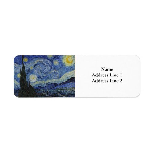 The Starry Night by Vincent Van Gogh Label
