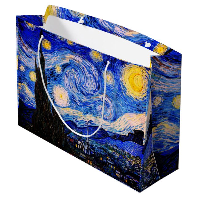 The Starry Night by Vincent Van Gogh Large Gift Bag (Back Angled)