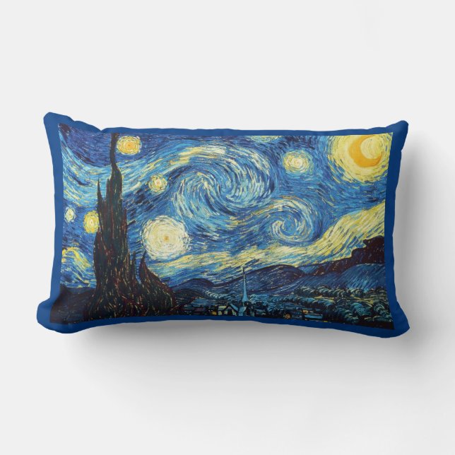 The Starry Night by Vincent van Gogh Lumbar Pillow (Front)