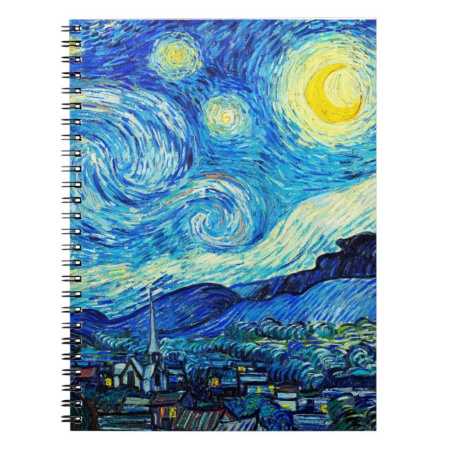 The Starry Night by Vincent Van Gogh Notebook (Front)