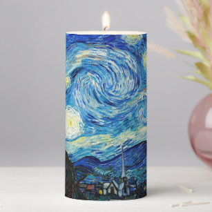 Ceramic Candle Holder Van Gogh Oil Painting Storage Jars with Lid