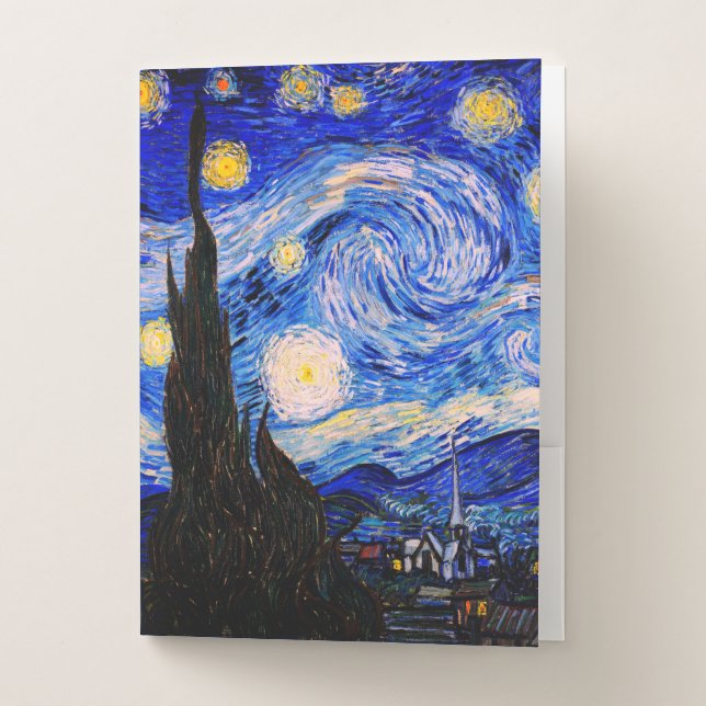 The Starry Night by Vincent Van Gogh Pocket Folder (Front)
