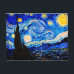 The Starry Night by Vincent Van Gogh Postcard<br><div class="desc">Vincent Van Gogh The Starry Night. This is an old masterpiece from the dutch master painter Vincent Van Gogh.This fine art landscape painting has beautiful,  vibrant,  saturated color. Vincent Van Gogh was a dutch post impressionist painter. This image is in the public domain</div>