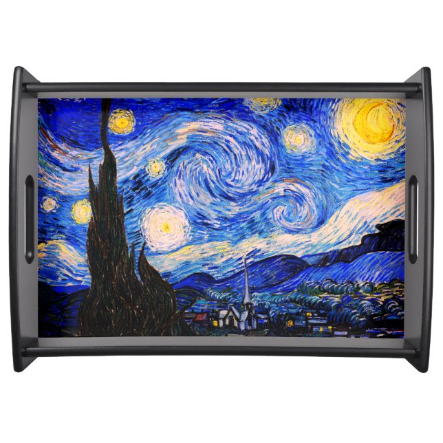 The Starry Night by Vincent Van Gogh Serving Tray (Front)