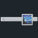The Starry Night by Vincent Van Gogh  Silver Finish Tie Bar<br><div class="desc">Vincent Van Gogh The Starry Night. This is an old masterpiece from the dutch master painter Vincent Van Gogh.This fine art landscape painting has beautiful,  vibrant,  saturated color. Vincent Van Gogh was a dutch post impressionist painter. This image is in the public domain</div>