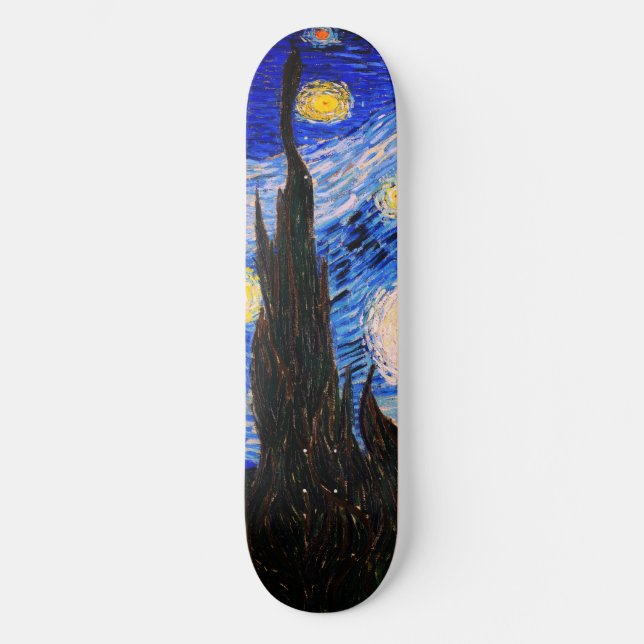 The Starry Night by Vincent Van Gogh Skateboard (Front)