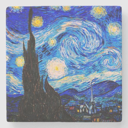 The Starry Night by Vincent Van Gogh Stone Coaster