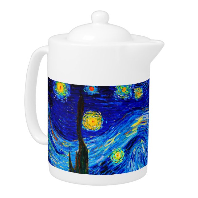 The Starry Night by Vincent Van Gogh Teapot (Left)