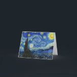 The Starry Night by Vincent van Gogh Thank You Card<br><div class="desc">The Starry Night,  1889 by Vincent van Gogh. It depicts the view from the east-facing window of his asylum room at Saint-Rémy-de-Provence,  just before sunrise,  with the addition of an imaginary village.</div>