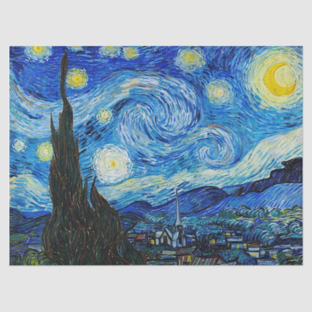 The Starry Night by Vincent Van Gogh  Tissue Paper (Front)