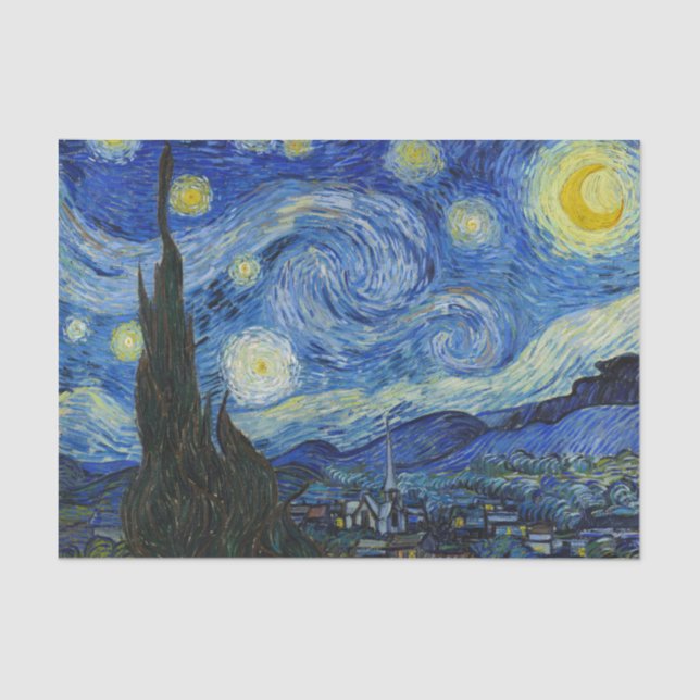 The Starry Night by Vincent van Gogh Tissue Paper (Front)