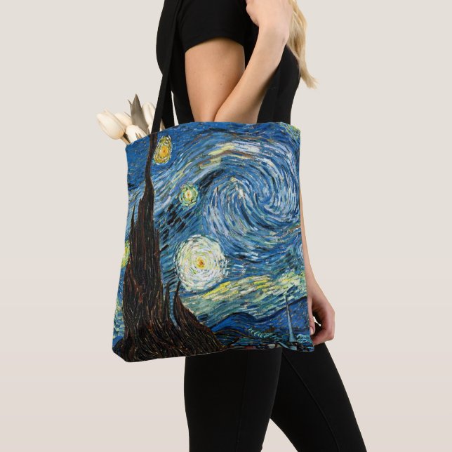 The Starry Night by Vincent Van Gogh Tote Bag (Close Up)