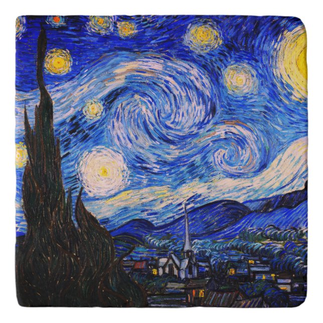 The Starry Night by Vincent Van Gogh  Trivet (Front)