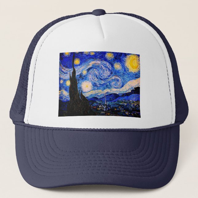 The Starry Night by Vincent Van Gogh Trucker Hat (Front)