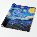 The Starry Night by Vincent Van Gogh Wrapping Paper<br><div class="desc">Vincent Van Gogh The Starry Night. This is an old masterpiece from the dutch master painter Vincent Van Gogh.This fine art landscape painting has beautiful,  vibrant,  saturated color. Vincent Van Gogh was a dutch post impressionist painter. This image is in the public domain</div>