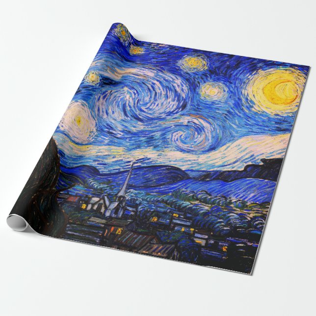 The Starry Night by Vincent Van Gogh Wrapping Paper (Unrolled)