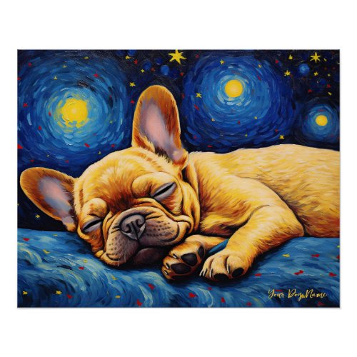 The starry night _ French Bulldog 001 _ Qian wan G Poster