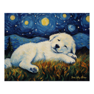 The starry night - Great Pyrenees Puppy Dog 002 -  Poster