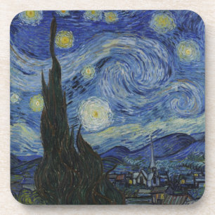 The Starry Night, oil painting, Vincent Van Gogh Beverage Coaster