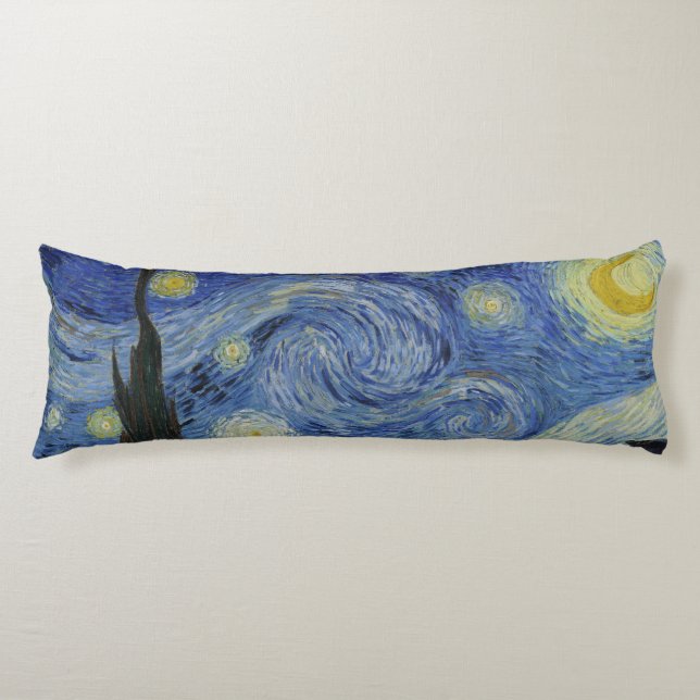 The Starry Night, oil painting, Vincent Van Gogh Body Pillow (Front)