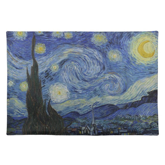 The Starry Night, oil painting, Vincent Van Gogh Cloth Placemat (Front)