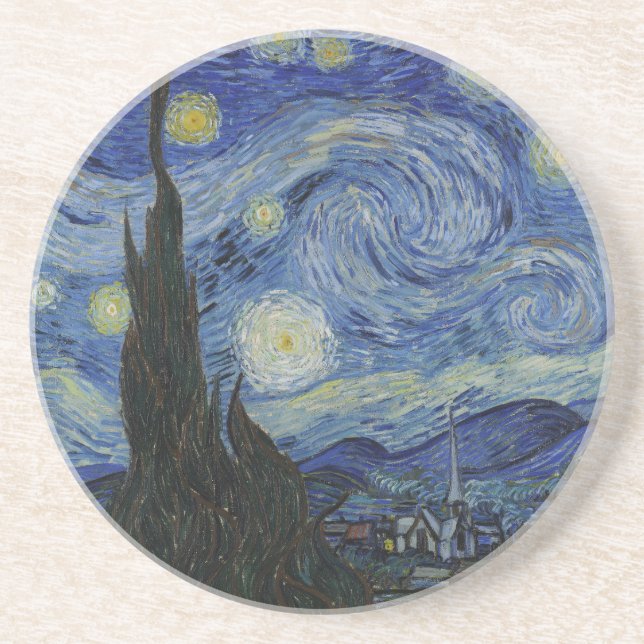 The Starry Night, oil painting, Vincent Van Gogh Coaster (Front)
