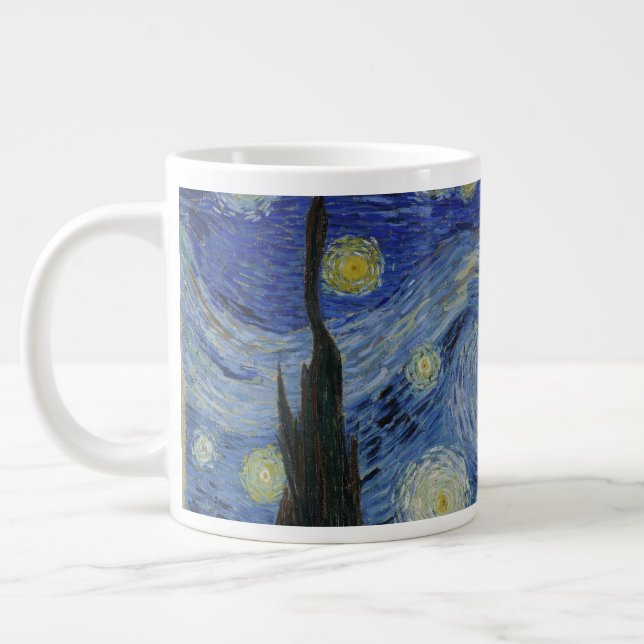 The Starry Night, oil painting, Vincent Van Gogh Giant Coffee Mug (Left)