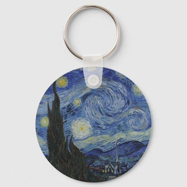 The Starry Night, oil painting, Vincent Van Gogh Keychain (Front)