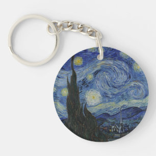 The Starry Night, oil painting, Vincent Van Gogh Keychain