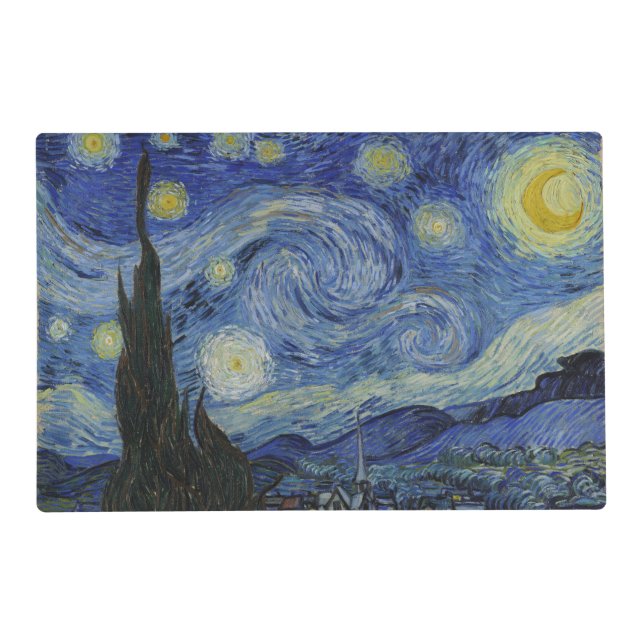 The Starry Night, oil painting, Vincent Van Gogh Placemat (Front)