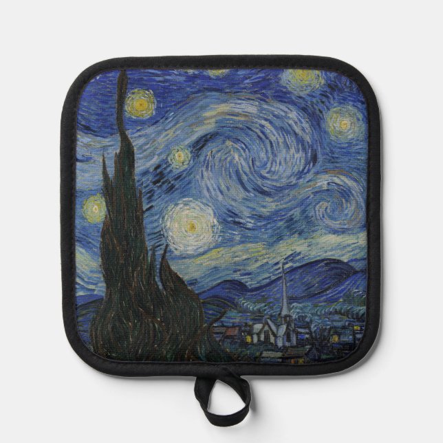 The Starry Night, oil painting, Vincent Van Gogh Pot Holder (Front)